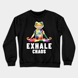 Exhale Chaos Zen Frog Meditation Yoga Crewneck Sweatshirt